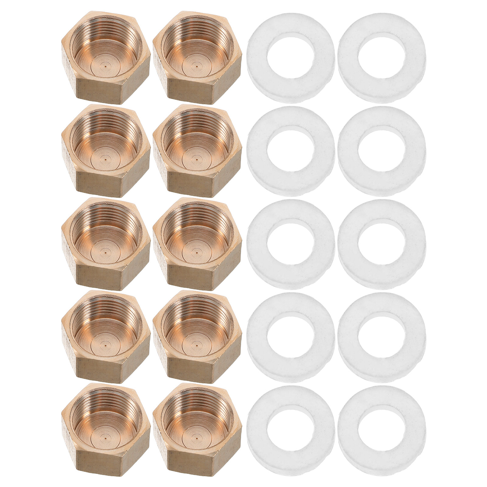 Compression Fitting Brass - 10개 압축 파이프 캡 황동 나사형
