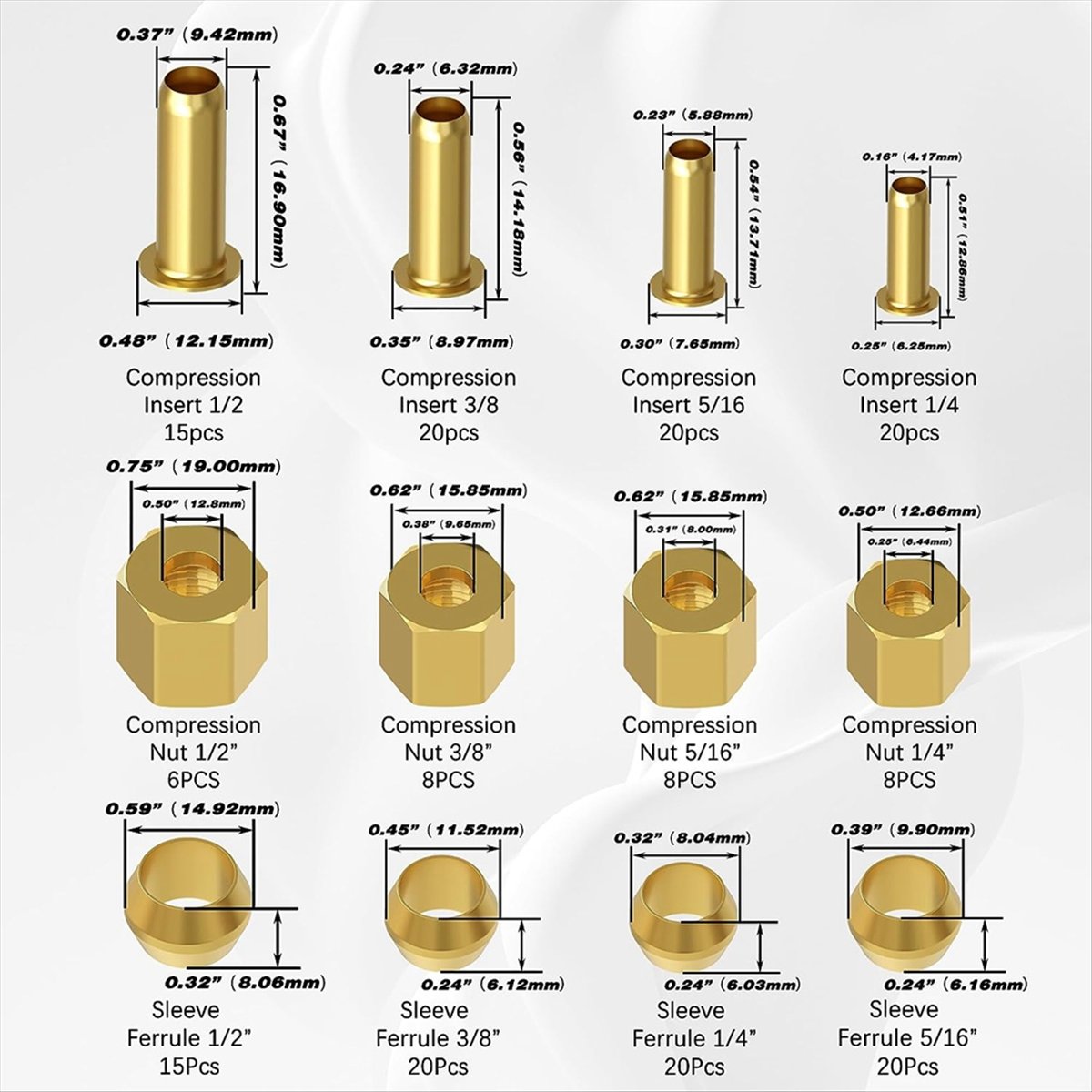AT16 180PCS 압축 피팅 모음 키트-(1/4인치 - Compression Fitting Brass 리뷰 및 가격