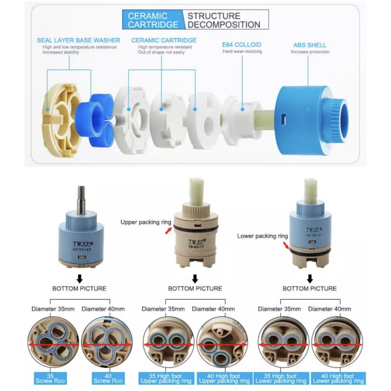 수전 믹싱 스풀 밸브 25mm/35mm/40mm 카트리 - Shower Valve Cartridge 리뷰 및 가격